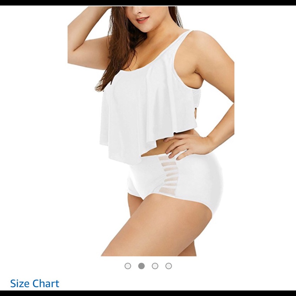 Women Plus Size Ruffles High Waisted Swimsuit
